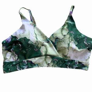 Marbled Green & White Bikini Top with adjustable Straps 3XL